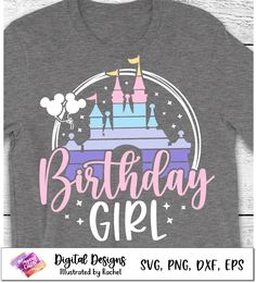 birthday girl shirt with castle and stars on it