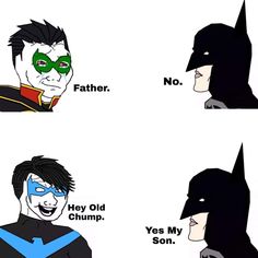 batman and robin wayne face to face with each other