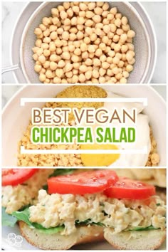 the best vegan chickpea salad is in this collage with text overlay