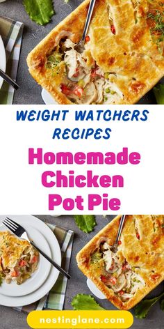 the recipe for homemade chicken pot pie is shown