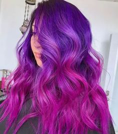 Pink Purple Ombre Hair, Summer Purple Hair, Purple And Pink Hair Color Ideas, Purple To Pink Hair, Purple And Pink Ombre Hair, Magenta And Purple Hair, Vivid Purple Hair, Purple Pink Ombre Hair, Pink And Purple Hair Ideas