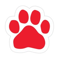 a red paw sticker on a white background