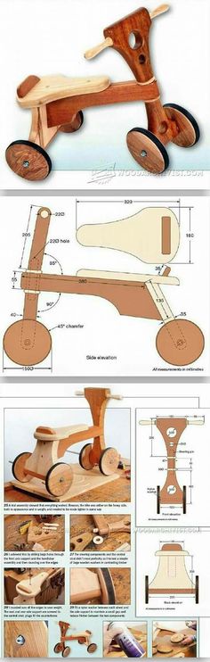 the plans for a wooden toy car are shown