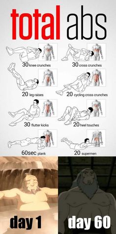 the total abs workout chart shows how to do it in different positions, including one arm and