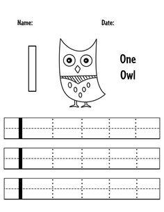 Free Number 1 Tracing Sheet for Pre-K! Owl Preschool, Muscle Memory