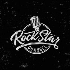 the rock star channel logo with a microphone in the middle and an old - fashioned style