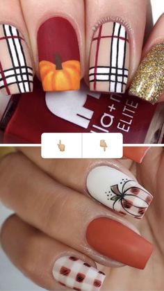 Dunkin Nails, Burgundy And Orange Nails, Thanksgiving Nails Design, November Nails, Pumpkin Nails, October Nails, Cute Nails For Fall