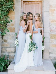 the bridesmaids are posing for a photo together