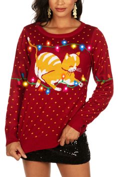 Cat Christmas Sweater, Ugly Christmas Sweater Women, Tipsy Elves, Christmas Outfits Women, Ugly Christmas Sweaters, Christmas Sweaters For Women, Basic Fits, Christmas Women, Ugly Christmas