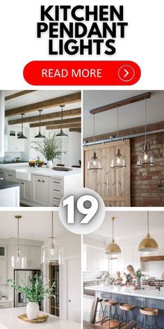 kitchen pendant lights are featured in this ad for the home improvement company's catalog