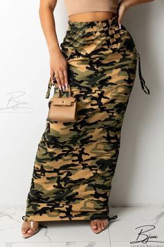 Bjux - Gris Camuflaje Casual Estampado Bolsillo Patchwork Cintura Alta Pantalones Estrechos Estampado Completo Blue Camouflage, Elastic Waist Skirt, Chic Type, Camouflage Print, Bottom Clothes, Printed Pants, Camo Print, Straight Leg Pants, High Waisted Pants