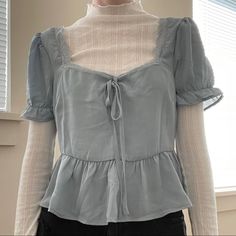 -Side Zipper -New Without Tags -Size Small Worn On Xs -Comes From A Pet-Friendly, Smoke-Free Home Cute Babydoll Tops, Sawako Outfit, Babydoll Top Outfit, 2024 Clothes, Character Customization, Babydoll Tops, Bts Outfits, Fair Outfits, Modest Tops