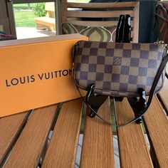 Authentic Louis Vuitton Damier Ebene Pochette. Excellent Condition, Minor Wear On Strap Louis Vuitton Damier Ebene, Damier Ebene, Louis Vuitton Bags, Authentic Louis Vuitton, Louis Vuitton Damier, Louis Vuitton Bag, Bag Lady, Conditioner, Louis Vuitton