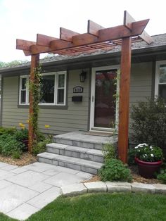 a house with steps leading up to the front door