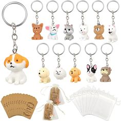 keychain with many different types of dogs and cats on it's sides