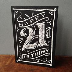 a black and white birthday card with the number twenty two on it's front