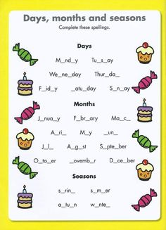 the days, months and seasons worksheet for kids to practice their writing skills