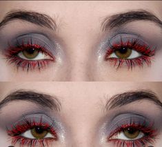 Red Mascara Looks, Work Halloween Makeup, Dreamcore Makeup, Alice In Wonderland Makeup, Wonderland Makeup, Funky Makeup, Punk Makeup, Formal Makeup, Swag Makeup