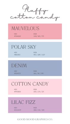 the different font styles and colors for each type of candy bar, including pink, blue,