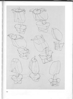 a drawing of different shapes and sizes of chairs