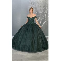 This Ball Gown Features A Beautiful Lace And Bead Accented Bodice With Off The Shoulder Straps, Stunning Glitter Skirt, Flattering Ball Gown Figure, With Back Corset Tie Closure. Sequin Quinceanera Dress With Fitted Bodice For Evening, Evening Quinceanera Dress With Sequins And Fitted Bodice, Elegant Sequined Quinceanera Dress For Gala, Fitted Sequined Quinceanera Dress For Gala, Glamorous Embellished Quinceanera Dress For Gala, Evening Quinceanera Dress With Sequins, Embellished Fitted Quinceanera Evening Dress, Elegant Embellished Quinceanera Dress For Party, Green Floor-length Quinceanera Party Dress