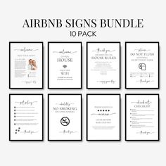 the airbn signs bundle is shown in black and white