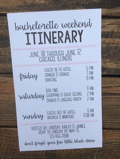 the bachelor weekend itinerary is posted on instagram