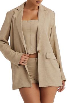 This boxy blazer designed in an oversized fit is the perfect casual-cool layer to pair with almost any of your wardrobe essentials. 30" length (size Medium) Front button closure Notched lapels Front flap pockets Lined 100% polyester Dry clean Imported Chic Oversized Blazer For Day Out, Oversized Trendy Blazer With Lapel Collar, Oversized Blazer With Hidden Button Closure For Spring, Casual Single Breasted Blazer For Day Out, Casual Single-breasted Blazer For Day Out, Trendy Oversized Blazer With Lapel Collar, Trendy Everyday Single Breasted Blazer, Trendy Everyday Single-breasted Blazer, Summer Oversized Single-breasted Blazer