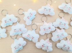 the keychains have been made to look like clouds