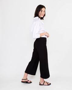 Faye Wide-Leg Cropped Pant in Black Ponte Knit | Shop Ann Mashburn Ann Mashburn, Clothing Catalog, Wide Leg Cropped Pants, Buckle Shoes, Sweater Gift, Sweater Weather, Honduras, Tee Shop, Waist Size