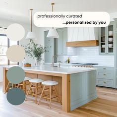 a kitchen with blue cabinets and white countertops is featured in the article professionally crafted personalized by you