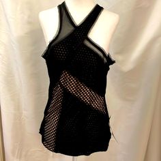 Gorgeous And Edgy Bcbgmaxazria Black Katlin Mesh Top - Size M. Brand New With Tags. Sleeveless Mesh Top For Evening, Black Sleeveless Mesh Top For Evening, Chic Sleeveless Mesh Top For Evening, Chic Sleeveless Evening Mesh Top, Edgy Black Mesh Top For Evening, Leather Tank Top, Black Tunic Dress, Tie Waist Shirt, Suede Tops