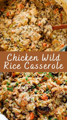 chicken wild rice casserole with carrots and parsley