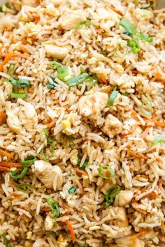 rice and vegetables mixed together in a bowl