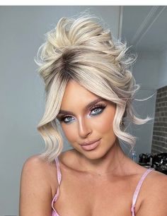 Glam Updo Wedding, Blonde Hair Updos, Glamorous Updo Hairstyles, Old Hollywood Glam Hair Updo, Barbie Updo, Mom Ponytail, Glam Updo, Hollywood Glam Hair, Underneath Hair Color Ideas