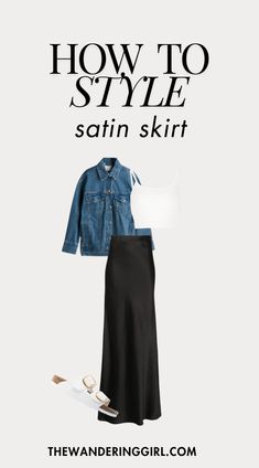 16 Amazing Satin Skirt Outfits Everyone Is Obsessed With - The Wandering Girl Satin Black Skirt Outfit, Midi Satin Skirt Outfit, Silk Maxi Skirt Outfit, Black Silk Skirt Outfit, Black Satin Skirt Outfit, Black Skirt Outfit Summer, Slip Skirt Outfit, Silk Skirt Outfit, Long Satin Skirt