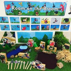 the room on the broom is filled with toys and books for children to play in