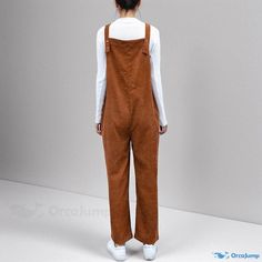 Orcajump - Elegant Loose Brown Corduroy Overalls, Perfect for Fashion-forward Individuals Corduroy Overalls, Brown Corduroy, Pant Length, Dressmaking, Fashion Forward, Overalls, High Waist, High Waisted, Pants