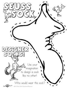 the dr seuss and sock coloring page