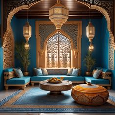 Middle Eastern Inspired Decor, Arabian Home Decor, Turkish Interior Design, Islamic Living Room, Dekorasi Maroko, Islamic Interior Design, Middle Eastern Decor