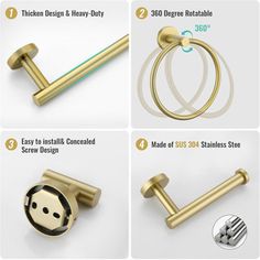 We use high quality stainless steel materials through various processes and many kinds of crafts to create a variety of fashionable products with the atmosphere of the times. GLIBOY Finish: Brushed Gold | GLIBOY 6 Pcs Bathroom Hardware Set Towel Bar Set yellow, Stainless Steel in Brushed Gold | Wayfair QTM2BJ Plumbing Bathroom, Bathroom Hardware Set, Bathroom Hardware, Bar Set, Towel Bar, The Times, Stainless Steel Material, Bathroom Fixtures, Home Improvement