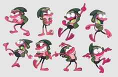 cartoon character poses with different expressions