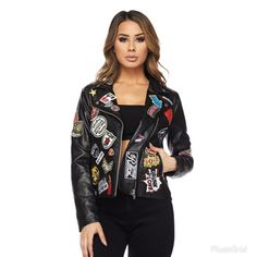 Let's Talk Nascar Swag! Patches On Patches And Super Stylish. Go Up One Size. Patch Jacket, Embellished Jacket, Patches Jacket, Go Up, Let's Talk, Leather Patches, Nascar, Black Red, Bomber Jacket