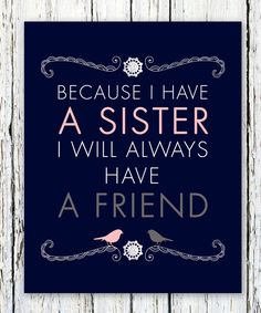 a poster with the words, because i have a sister and two birds on it