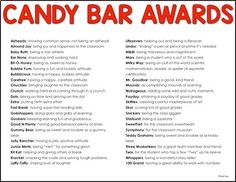 the candy bar awards poster is displayed in red and black colors, with words on it