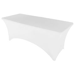 a white table cloth on top of a rectangular tablecloth with an edge that looks like it