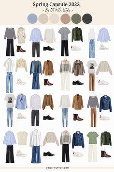 Cool Colors Outfit Ideas, Classic Casual Fashion Style, Classical Casual Outfits, University Essentials Clothes, Mix And Match Neutral Outfits, Pastel Color Combos Outfit, Neutral Colors Wardrobe, Spring Outfit Essentials, Cool Color Capsule Wardrobe