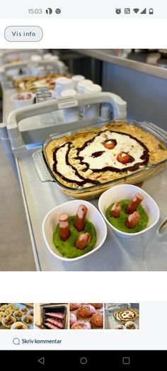 the food is prepared and ready to be served at the buffet table in the restaurant