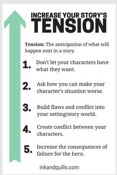 an info sheet with the words, increase your story's tension and how to use it