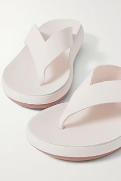 Off-white Charys leather sandals | Ancient Greek Sandals | NET-A-PORTER Minimalist Leather Sandals With Single Toe Strap, White Leather Flip Flops With Textured Footbed, White Sandals With Arch Support And Single Toe Strap, Modern White Leather Footbed Sandals, White Leather Sandals With Arch Support, White Leather Sandals With Textured Sole, Ancient Greek Sandals, Greek Sandals, Ancient Greek